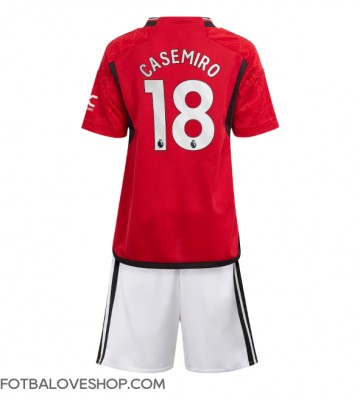 Manchester United Casemiro #18 Dětské Domácí Dres 2023-24 Krátký Rukáv (+ trenýrky)