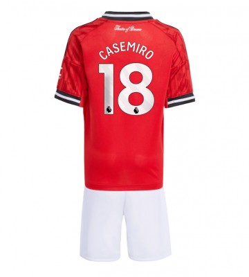 Manchester United Casemiro #18 Dětské Domácí Dres 2025-26 Krátký Rukáv (+ trenýrky)