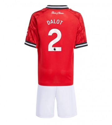 Manchester United Diogo Dalot #2 Dětské Domácí Dres 2025-26 Krátký Rukáv (+ trenýrky)