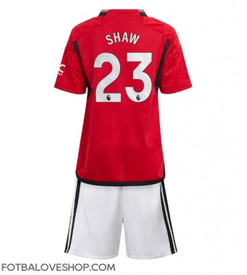Manchester United Luke Shaw #23 Dětské Domácí Dres 2023-24 Krátký Rukáv (+ trenýrky)