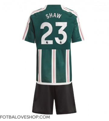 Manchester United Luke Shaw #23 Dětské Venkovní Dres 2023-24 Krátký Rukáv (+ trenýrky)