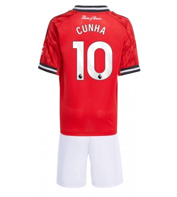 Manchester United Matheus Cunha #10 Dětské Domácí Dres 2025-26 Krátký Rukáv (+ trenýrky)
