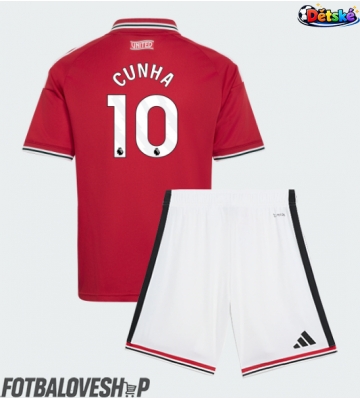 Manchester United Matheus Cunha #10 Dětské Domácí Dres 2026-27 Krátký Rukáv (+ trenýrky)