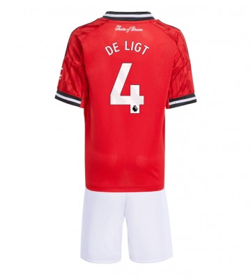 Manchester United Matthijs de Ligt #4 Dětské Domácí Dres 2025-26 Krátký Rukáv (+ trenýrky)