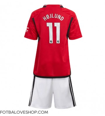 Manchester United Rasmus Hojlund #11 Dětské Domácí Dres 2023-24 Krátký Rukáv (+ trenýrky)