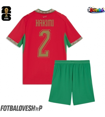 Maroko Achraf Hakimi #2 Dětské Domácí Dres MS 2026 Krátký Rukáv (+ trenýrky)