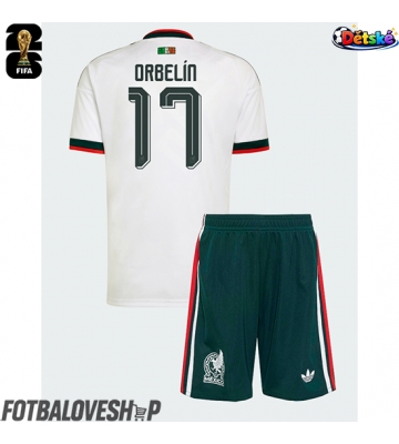 Mexiko Orbelin Pineda #17 Dětské Venkovní Dres MS 2026 Krátký Rukáv (+ trenýrky)