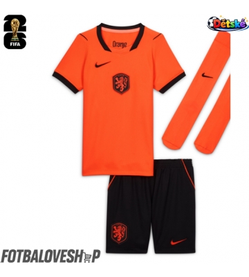 Nizozemsko Dětské Domácí Dres MS 2026 Krátký Rukáv (+ trenýrky)