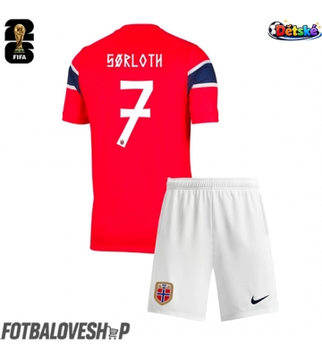 Norsko Alexander Sorloth #7 Dětské Domácí Dres MS 2026 Krátký Rukáv (+ trenýrky)