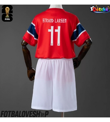 Norsko Jorgen Strand Larsen #11 Dětské Domácí Dres MS 2026 Krátký Rukáv (+ trenýrky)