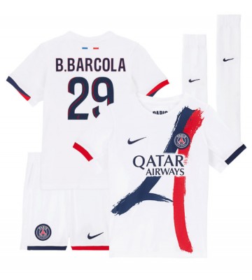 Paris Saint-Germain Bradley Barcola #29 Dětské Venkovní Dres 2025-26 Krátký Rukáv (+ trenýrky)