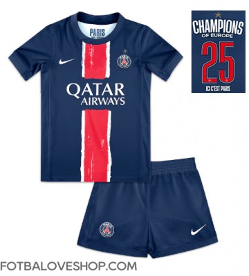 Paris Saint-Germain Dětské Domácí Dres 2024-25 UCL Champions Krátký Rukáv (+ trenýrky)
