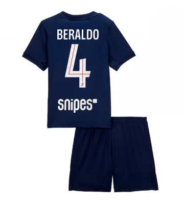 Paris Saint-Germain Lucas Beraldo #4 Dětské Domácí Dres 2025-26 Krátký Rukáv (+ trenýrky)