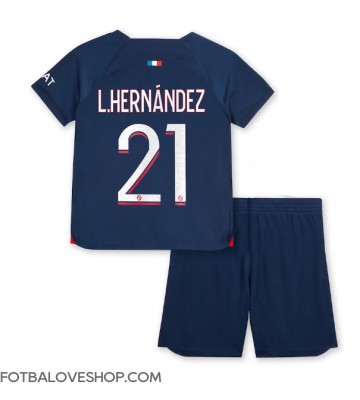 Paris Saint-Germain Lucas Hernandez #21 Dětské Domácí Dres 2023-24 Krátký Rukáv (+ trenýrky)