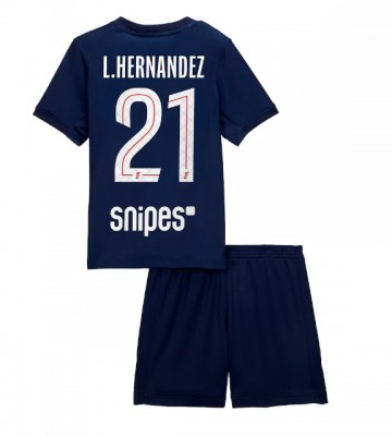Paris Saint-Germain Lucas Hernandez #21 Dětské Domácí Dres 2025-26 Krátký Rukáv (+ trenýrky)