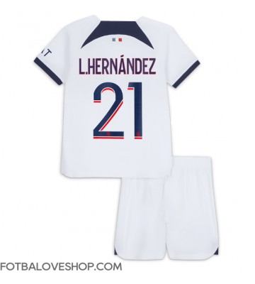 Paris Saint-Germain Lucas Hernandez #21 Dětské Venkovní Dres 2023-24 Krátký Rukáv (+ trenýrky)
