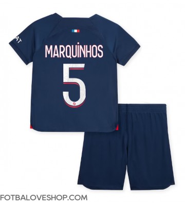 Paris Saint-Germain Marquinhos #5 Dětské Domácí Dres 2023-24 Krátký Rukáv (+ trenýrky)