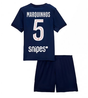 Paris Saint-Germain Marquinhos #5 Dětské Domácí Dres 2025-26 Krátký Rukáv (+ trenýrky)