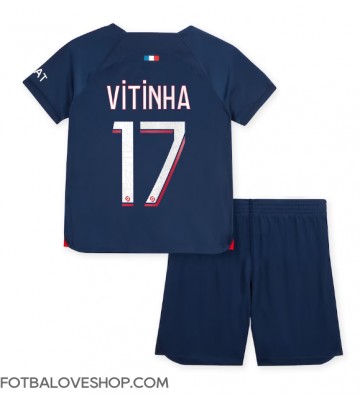 Paris Saint-Germain Vitinha Ferreira #17 Dětské Domácí Dres 2023-24 Krátký Rukáv (+ trenýrky)