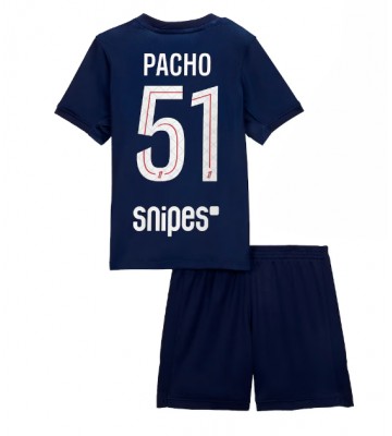 Paris Saint-Germain Willian Pacho #51 Dětské Domácí Dres 2025-26 Krátký Rukáv (+ trenýrky)