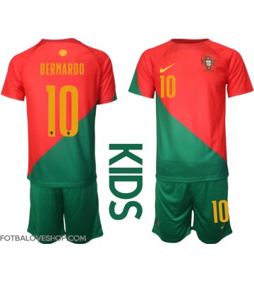Portugalsko Bernardo Silva #10 Dětské Domácí Dres MS 2022 Krátký Rukáv (+ trenýrky)