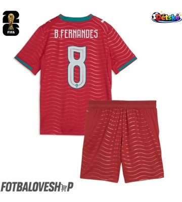 Portugalsko Bruno Fernandes #8 Dětské Domácí Dres MS 2026 Krátký Rukáv (+ trenýrky)