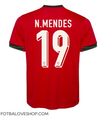Portugalsko Nuno Mendes #19 Domácí Dres ME 2024 Krátký Rukáv