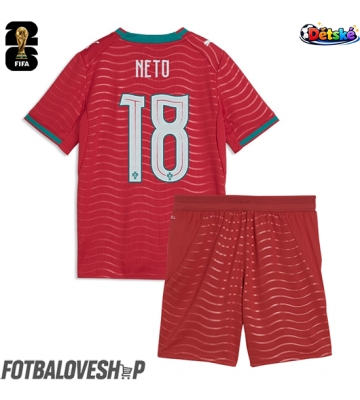 Portugalsko Pedro Neto #18 Dětské Domácí Dres MS 2026 Krátký Rukáv (+ trenýrky)