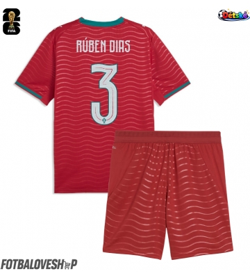 Portugalsko Ruben Dias #3 Dětské Domácí Dres MS 2026 Krátký Rukáv (+ trenýrky)