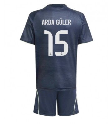 Real Madrid Arda Guler #15 Dětské Venkovní Dres 2025-26 Krátký Rukáv (+ trenýrky)