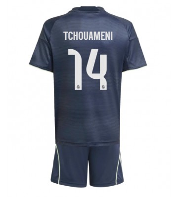 Real Madrid Aurelien Tchouameni #14 Dětské Venkovní Dres 2025-26 Krátký Rukáv (+ trenýrky)