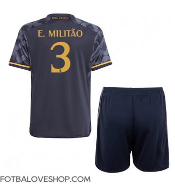 Real Madrid Eder Militao #3 Dětské Venkovní Dres 2023-24 Krátký Rukáv (+ trenýrky)
