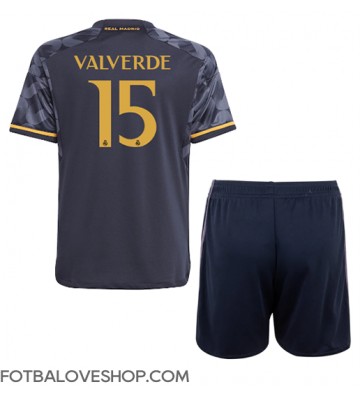 Real Madrid Federico Valverde #15 Dětské Venkovní Dres 2023-24 Krátký Rukáv (+ trenýrky)