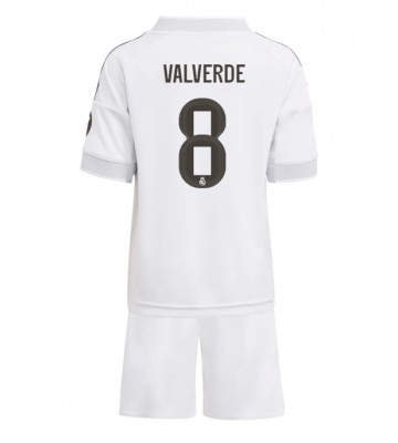 Real Madrid Federico Valverde #8 Dětské Domácí Dres 2025-26 Krátký Rukáv (+ trenýrky)
