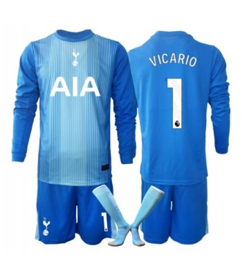 Tottenham Hotspur Guglielmo Vicario #1 Brankářské Dětské Venkovní Dres 2025-26 Dlouhý Rukáv (+ trenýrky)