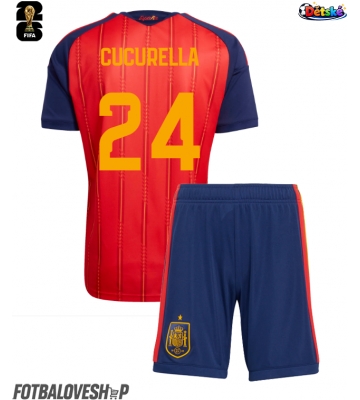 Španělsko Marc Cucurella #24 Dětské Domácí Dres MS 2026 Krátký Rukáv (+ trenýrky)