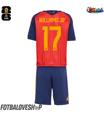 Španělsko Nico Williams #17 Dětské Domácí Dres MS 2026 Krátký Rukáv (+ trenýrky)