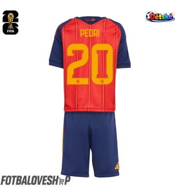 Španělsko Pedri Gonzalez #20 Dětské Domácí Dres MS 2026 Krátký Rukáv (+ trenýrky)