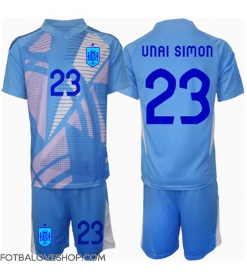 Španělsko Unai Simon #23 Brankářské Dětské Domácí Dres ME 2024 Krátký Rukáv (+ trenýrky)