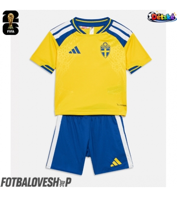 Švédsko Dětské Domácí Dres MS 2026 Krátký Rukáv (+ trenýrky)
