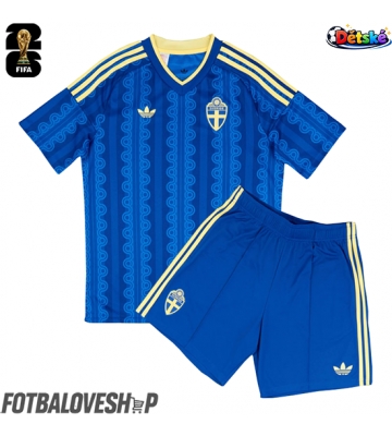 Švédsko Dětské Venkovní Dres MS 2026 Krátký Rukáv (+ trenýrky)