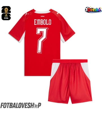 Švýcarsko Breel Embolo #7 Dětské Domácí Dres MS 2026 Krátký Rukáv (+ trenýrky)