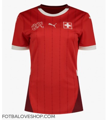 Švýcarsko Dámské Domácí Dres ME 2024 Krátký Rukáv