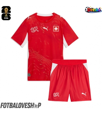 Švýcarsko Dětské Domácí Dres MS 2026 Krátký Rukáv (+ trenýrky)