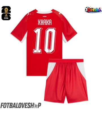 Švýcarsko Granit Xhaka #10 Dětské Domácí Dres MS 2026 Krátký Rukáv (+ trenýrky)