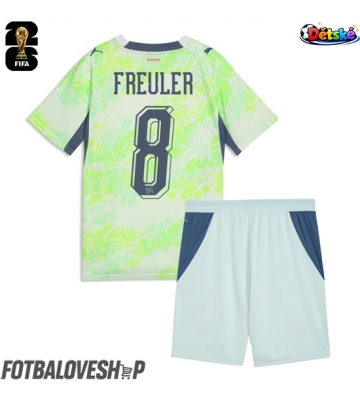 Švýcarsko Remo Freuler #8 Dětské Venkovní Dres MS 2026 Krátký Rukáv (+ trenýrky)