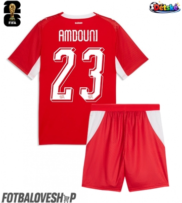 Švýcarsko Zeki Amdouni #23 Dětské Domácí Dres MS 2026 Krátký Rukáv (+ trenýrky)