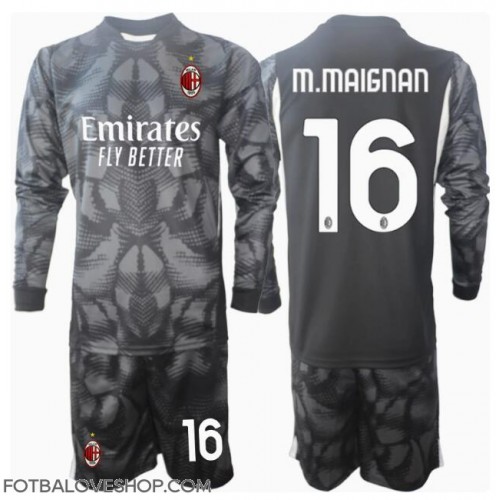 AC Milan Mike Maignan #16 Brankářské Dětské Domácí Dres 2024-25 Dlouhý Rukáv (+ trenýrky)