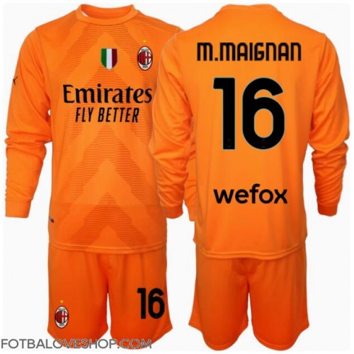 AC Milan Mike Maignan #16 Brankářské Dětské Venkovní Dres 2024-25 Dlouhý Rukáv (+ trenýrky)