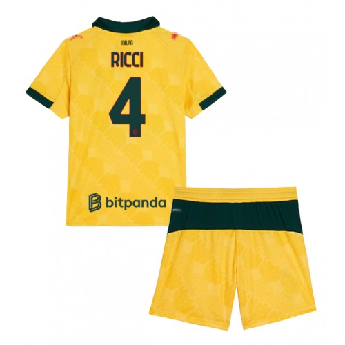 AC Milan Samuele Ricci #4 Dětské Alternativní Dres 2025-26 Krátký Rukáv (+ trenýrky)